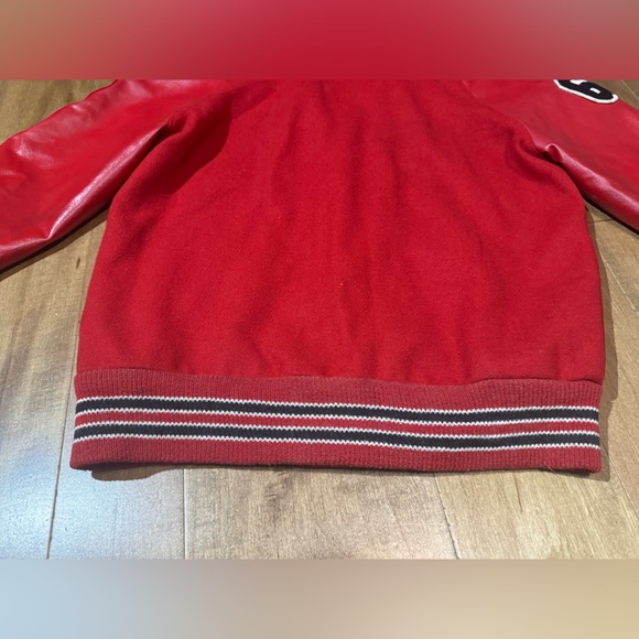 Howe Wool Leather Varsity Jacket Vtg‎ 70’s Sz 38 USA Naugalite Red Embroidered - Picture 8 of 14